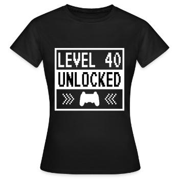 Niveau 40 débloqué - 40 ans de l’anniversaire du joueur - T-shirt Femme - noir - Devant - AI Model Female 172 dark (172cm)