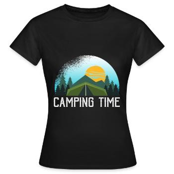 Campen Zelten Zelt Natur Geschenk - Frauen T-Shirt - Schwarz - Vorne - AI Model Female 172 dark (172cm)