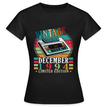 Décembre 1994 anniversaire Décembre 1994 Décembre - T-shirt Femme - noir - Devant - AI Model Female 172 dark (172cm)
