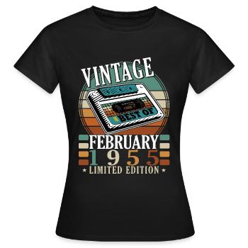 Février 1955 Anniversaire Février 1955 Février - T-shirt Femme - noir - Devant - AI Model Female 172 dark (172cm)