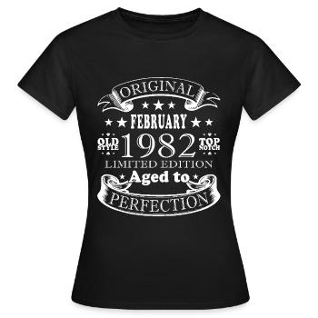 Février 1982 anniversaire Février 1982 Février - T-shirt Femme - noir - Devant - AI Model Female 172 dark (172cm)