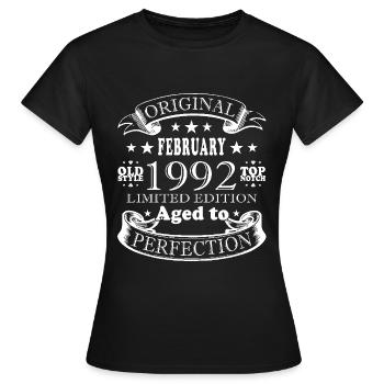 Février 1992 Anniversaire Février 1992 Février - T-shirt Femme - noir - Devant - AI Model Female 172 dark (172cm)
