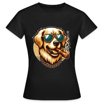 Golden Retriever Cadeau Golden Retriever - T-shirt Femme - noir - Devant - AI Model Female 172 dark (172cm)