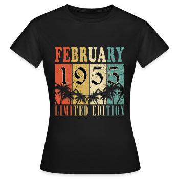 Février 1955 Anniversaire Février 1955 Février - T-shirt Femme - noir - Devant - AI Model Female 172 dark (172cm)