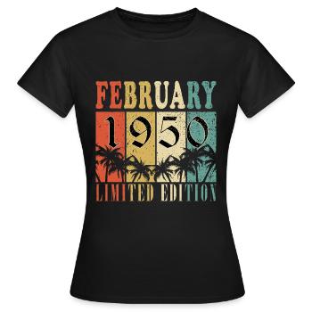 Février 1950 Jubilé Février 1950 Février - T-shirt Femme - noir - Devant - AI Model Female 172 dark (172cm)