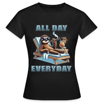 Drôle paresseux paresse relaxant lève-tard - T-shirt Femme - noir - Devant - AI Model Female 172 dark (172cm)
