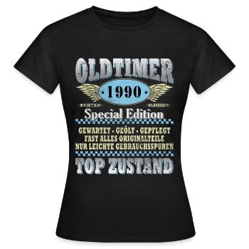 35. Geburtstag Oldtimer Jahrgang 1990 35 Jahre - Frauen T-Shirt - Schwarz - Vorne - AI Model Female 172 dark (172cm)