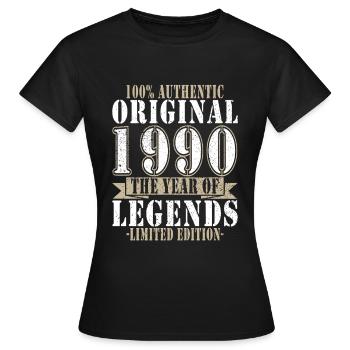 1990 - Jahrgang 1990 - Frauen T-Shirt - Schwarz - Vorne - AI Model Female 172 dark (172cm)