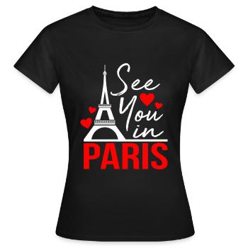Paris - Women's T-Shirt - black - Front - AI Model Female 172 dark (172cm)