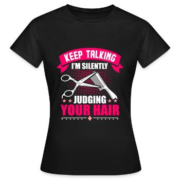 Friseur Geschenk Salon - Frauen T-Shirt - Schwarz - Vorne - AI Model Female 172 dark (172cm)
