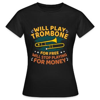 Trombone trombone - T-shirt Femme - noir - Devant - AI Model Female 172 dark (172cm)