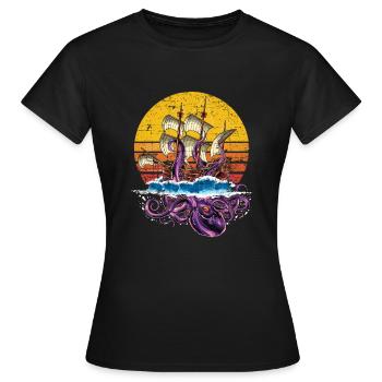 Pirate monstre marin poulpe poulpe - T-shirt Femme - noir - Devant - AI Model Female 172 dark (172cm)