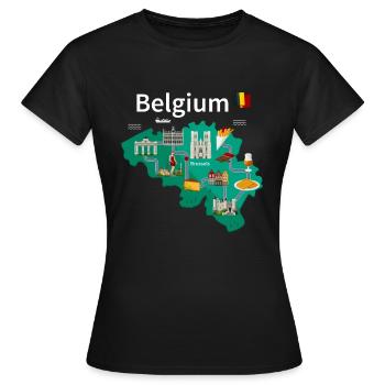 Belgique - T-shirt Femme - noir - Devant - AI Model Female 172 dark (172cm)