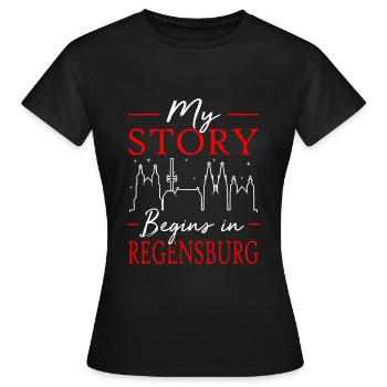 Regensburg - Frauen T-Shirt - Schwarz - Vorne - AI Model Female 172 dark (172cm)
