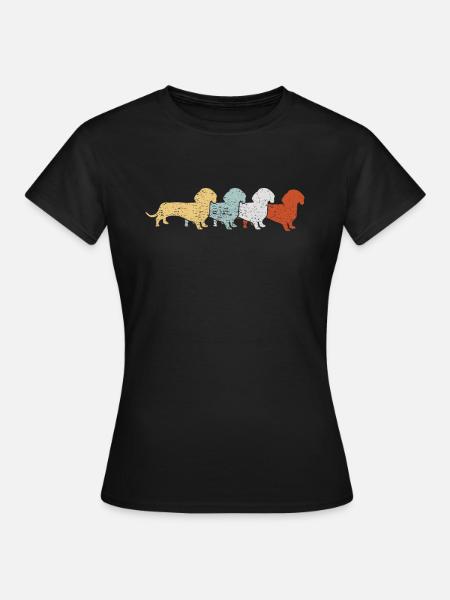 Dackel Retro Vintage - Frauen T-Shirt - Schwarz