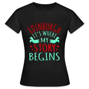 Cadeau Edinburgh Story - T-shirt Femme - noir - Devant - AI Model Female 172 dark (172cm)