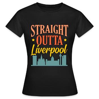 Liverpool Stadtbild Geschenk - Frauen T-Shirt - Schwarz - Vorne - AI Model Female 172 dark (172cm)