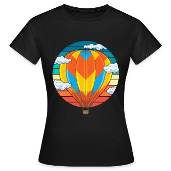Retro Ballonfahrer Geschenkidee Heißluftballon - Frauen T-Shirt - Schwarz - Vorne - AI Model Female 172 dark (172cm)