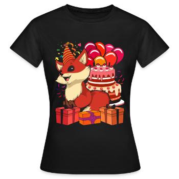 Geburtstag Party Geschenk Tier Fuchs - Frauen T-Shirt - Schwarz - Vorne - AI Model Female 172 dark (172cm)