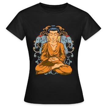 Hindouisme Cadeau Bouddhisme Éléphant Bouddha - T-shirt Femme - noir - Devant - AI Model Female 172 dark (172cm)