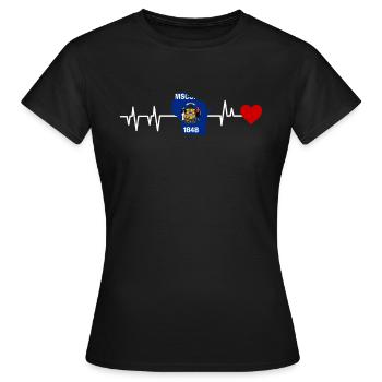 Cadeau de battement de cœur du Wisconsin - T-shirt Femme - noir - Devant - AI Model Female 172 dark (172cm)