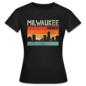 Milwaukee, Wisconsin - T-shirt Femme - noir - Devant - AI Model Female 172 dark (172cm)