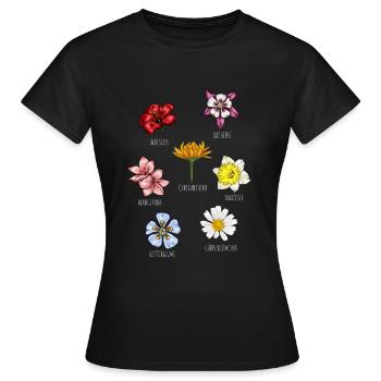 Espèces de fleurs Fleurs - T-shirt Femme - noir - Devant - AI Model Female 172 dark (172cm)