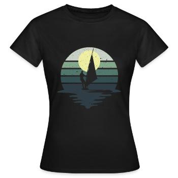 Windsurf rétro Cadeau Silhouette Windsurf - T-shirt Femme - noir - Devant - AI Model Female 172 dark (172cm)