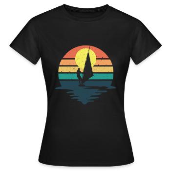 Windsurf rétro Cadeau Silhouette Windsurf - T-shirt Femme - noir - Devant - AI Model Female 172 dark (172cm)