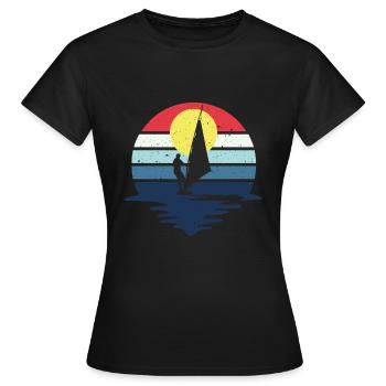 Windsurf rétro Cadeau Silhouette Windsurf - T-shirt Femme - noir - Devant - AI Model Female 172 dark (172cm)