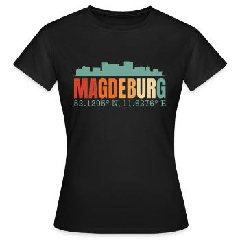 Magdeburg - Frauen T-Shirt - Schwarz - Vorne - AI Model Female 172 dark (172cm)