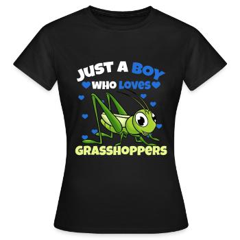 Juste un garçon qui aime les sauterelles - T-shirt Femme - noir - Devant - AI Model Female 172 dark (172cm)