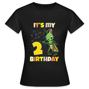 C’est ma sauterelle de 2ème anniversaire - T-shirt Femme - noir - Devant - AI Model Female 172 dark (172cm)
