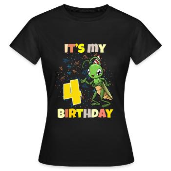 C’est ma sauterelle de 4ème anniversaire - T-shirt Femme - noir - Devant - AI Model Female 172 dark (172cm)