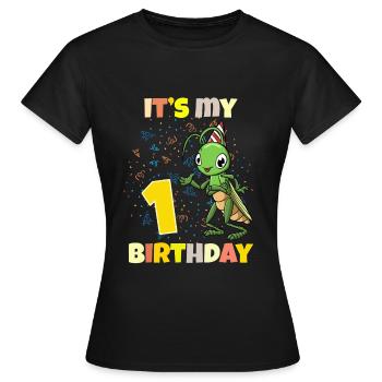 C’est ma sauterelle de 1er anniversaire - T-shirt Femme - noir - Devant - AI Model Female 172 dark (172cm)