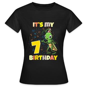 C’est ma sauterelle de 7ème anniversaire - T-shirt Femme - noir - Devant - AI Model Female 172 dark (172cm)