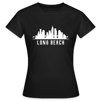 Long Beach Skyline - Women's T-Shirt - black - Front - AI Model Female 172 dark (172cm)