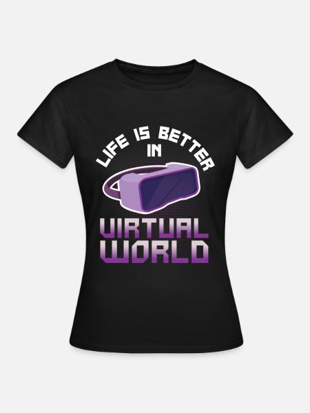 Virtual Reality VR Geschenk - Frauen T-Shirt - Schwarz