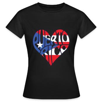 Love Puerto Rico Flag Heart Boricua - T-shirt Femme - noir - Devant - AI Model Female 172 dark (172cm)