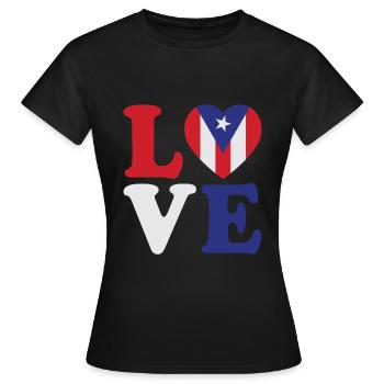 Love Puerto Rico Flag Heart Boricua - T-shirt Femme - noir - Devant - AI Model Female 172 dark (172cm)