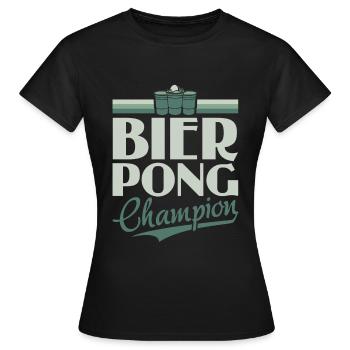 Bier Pong Champion - Bierpong Saufen Bier Pong - Frauen T-Shirt - Schwarz - Vorne - AI Model Female 172 dark (172cm)
