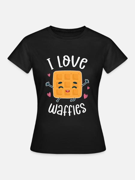 Ich liebe Waffeln - Frauen T-Shirt - Schwarz