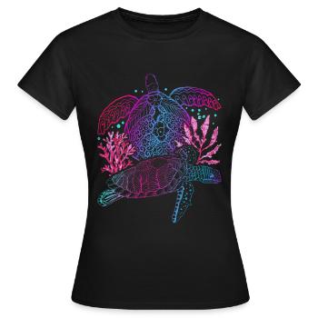 Polynésie Cadeau d’Animal de Mer Tortue Animale - T-shirt Femme - noir - Devant - AI Model Female 172 dark (172cm)