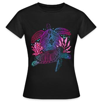 Cadeau de tortue Tortue de mer Animal de mer - T-shirt Femme - noir - Devant - AI Model Female 172 dark (172cm)