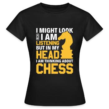 Il suffit de penser aux échecs - Knight Chess Piece Knight - T-shirt Femme - noir - Devant - AI Model Female 172 dark (172cm)