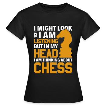 Il suffit de penser aux échecs - Knight Chess Piece Knight - T-shirt Femme - noir - Devant - AI Model Female 172 dark (172cm)