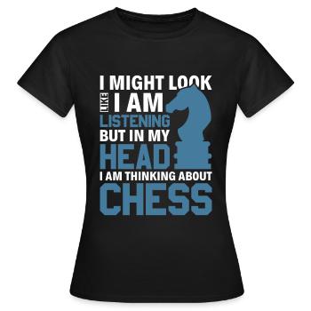 Il suffit de penser aux échecs - Knight Chess Piece Knight - T-shirt Femme - noir - Devant - AI Model Female 172 dark (172cm)