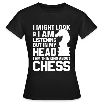 Il suffit de penser aux échecs - Knight Chess Piece Knight - T-shirt Femme - noir - Devant - AI Model Female 172 dark (172cm)