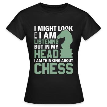 Il suffit de penser aux échecs - Knight Chess Piece Knight - T-shirt Femme - noir - Devant - AI Model Female 172 dark (172cm)