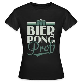 Bier Pong Profi - Bierpong Saufen Bier Pong - Frauen T-Shirt - Schwarz - Vorne - AI Model Female 172 dark (172cm)